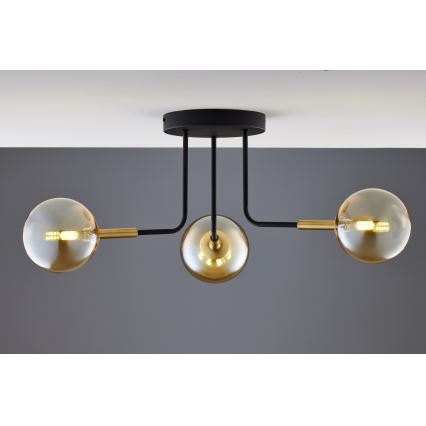 Jupiter 2037 - Luster na tyči BURANO 3xG9/10W/230V čierna/zlatá/béžová