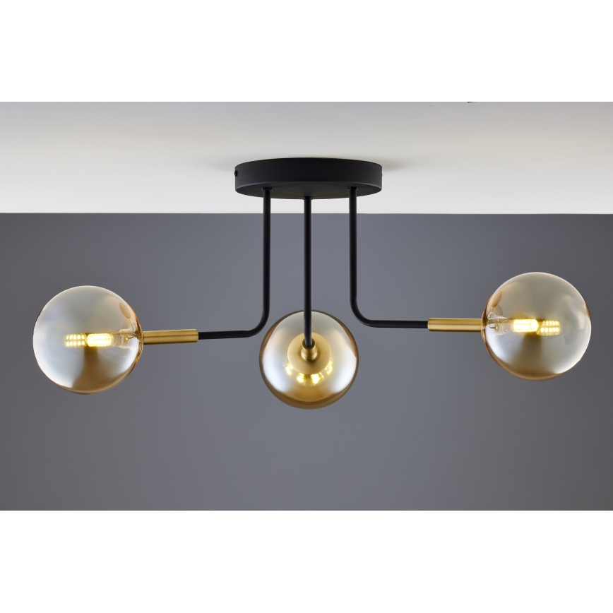 Jupiter 2037 - Luster na tyči BURANO 3xG9/10W/230V čierna/zlatá/béžová