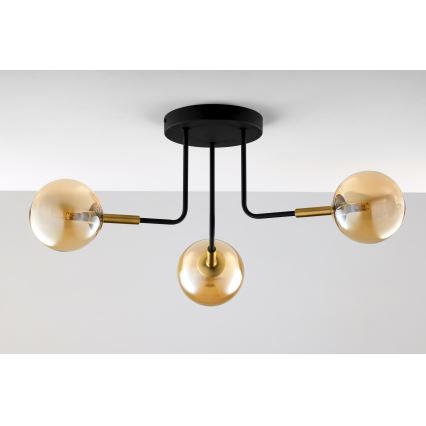Jupiter 2037 - Luster na tyči BURANO 3xG9/10W/230V čierna/zlatá/béžová