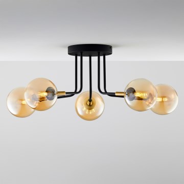 Jupiter 2038 - Luster na tyči BURANO 5xG9/10W/230V čierna/zlatá/béžová