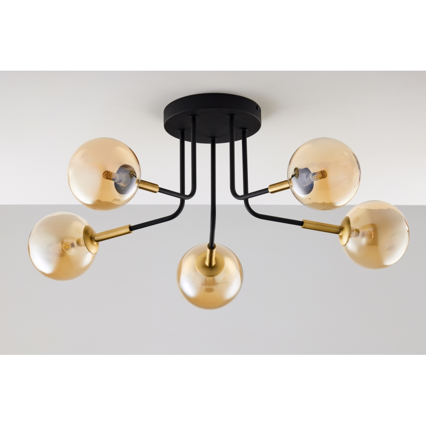 Jupiter 2038 - Luster na tyči BURANO 5xG9/10W/230V čierna/zlatá/béžová