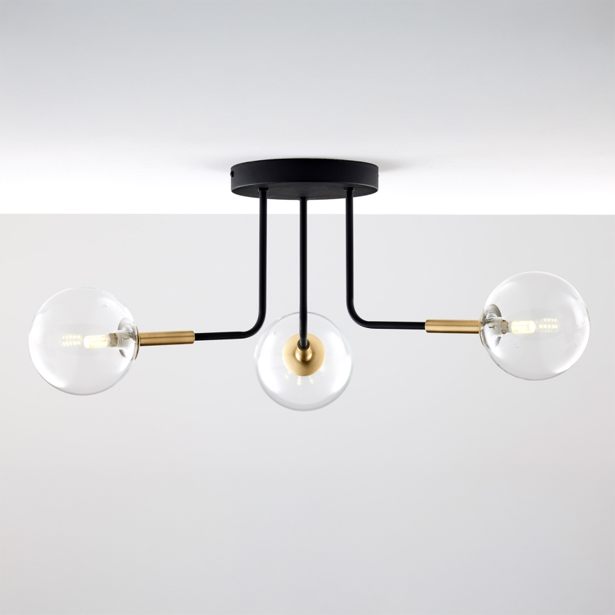 Jupiter 2039 - Luster na tyči BURANO 3xG9/10W/230V čierna/zlatá/číra