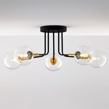 Jupiter 2040 - Luster na tyči BURANO 5xG9/10W/230V čierna/zlatá/číra