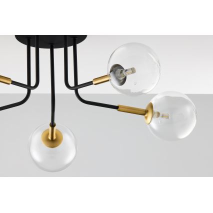 Jupiter 2040 - Luster na tyči BURANO 5xG9/10W/230V čierna/zlatá/číra