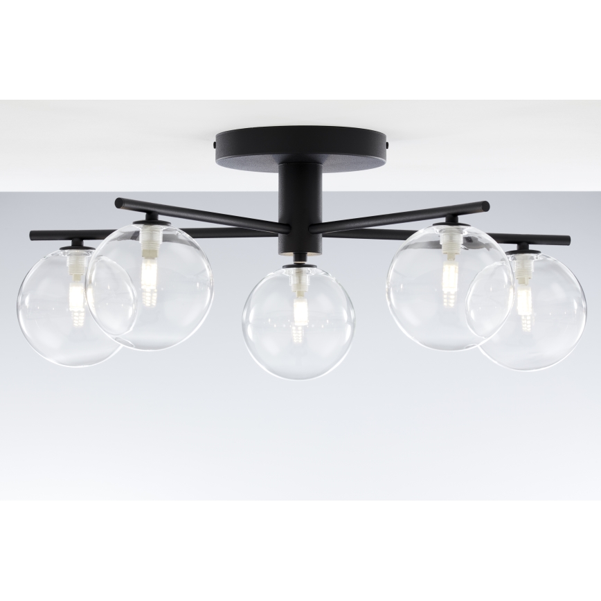 Jupiter 2046 - Prisadený luster PRATO 5xG9/10W/230V čierna/číra