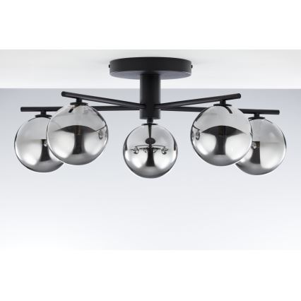 Jupiter 2048 - Prisadený luster PRATO 5xG9/14W/230V čierna/dýmovo sivá