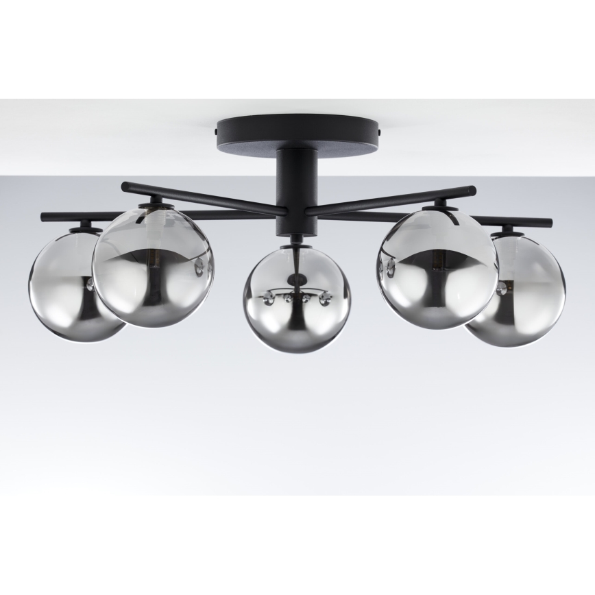Jupiter 2048 - Prisadený luster PRATO 5xG9/14W/230V čierna/dýmovo sivá