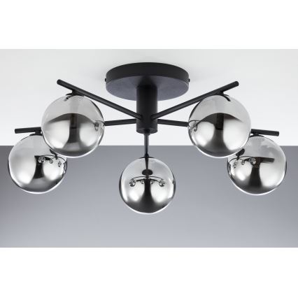 Jupiter 2048 - Prisadený luster PRATO 5xG9/14W/230V čierna/dýmovo sivá