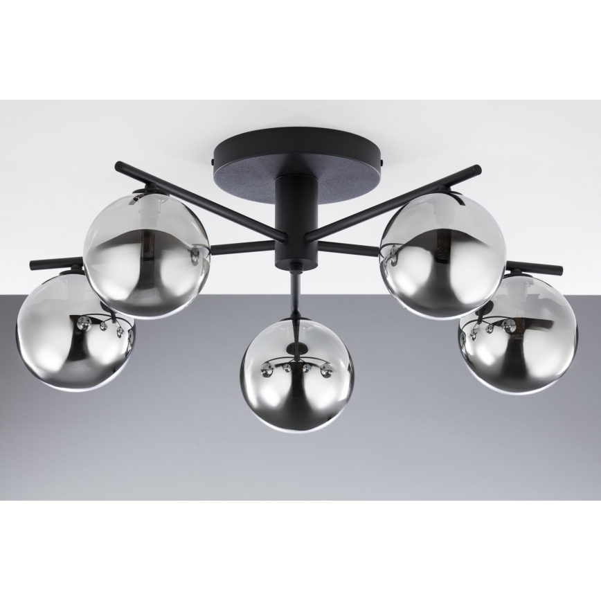 Jupiter 2048 - Prisadený luster PRATO 5xG9/14W/230V čierna/dýmovo sivá
