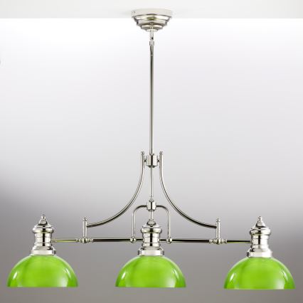 Jupiter 2072 - Luster na tyči PLATINO 3xE27/15W/230V zelená/lesklý chróm