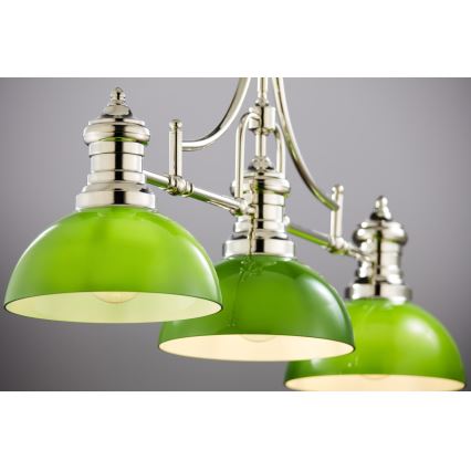 Jupiter 2072 - Luster na tyči PLATINO 3xE27/15W/230V zelená/lesklý chróm