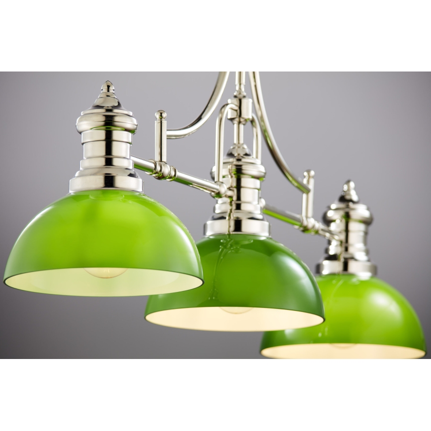 Jupiter 2072 - Luster na tyči PLATINO 3xE27/15W/230V zelená/lesklý chróm