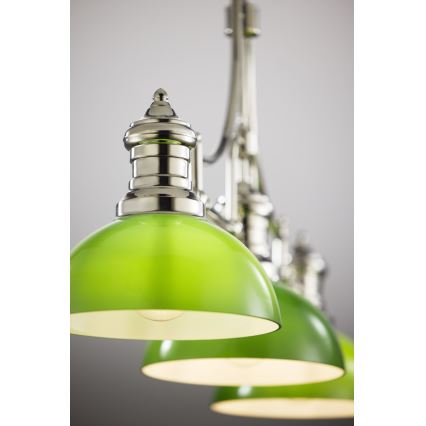 Jupiter 2072 - Luster na tyči PLATINO 3xE27/15W/230V zelená/lesklý chróm