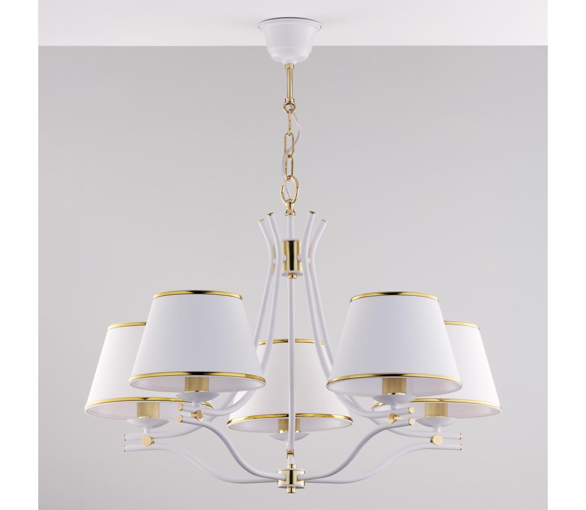 Jupiter 2084 - Závesný luster SAMBA na reťazi 5xE27/15W/230V biela/zlatá 2084