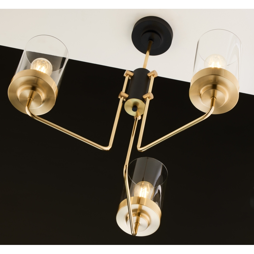 Jupiter 2087 - Luster na tyči RAMIREZ 3xE27/15W/230V zlatá/čierna