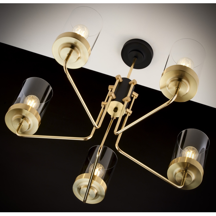 Jupiter 2088 - Luster na tyči RAMIREZ 5xE27/15W/230V zlatá/čierna