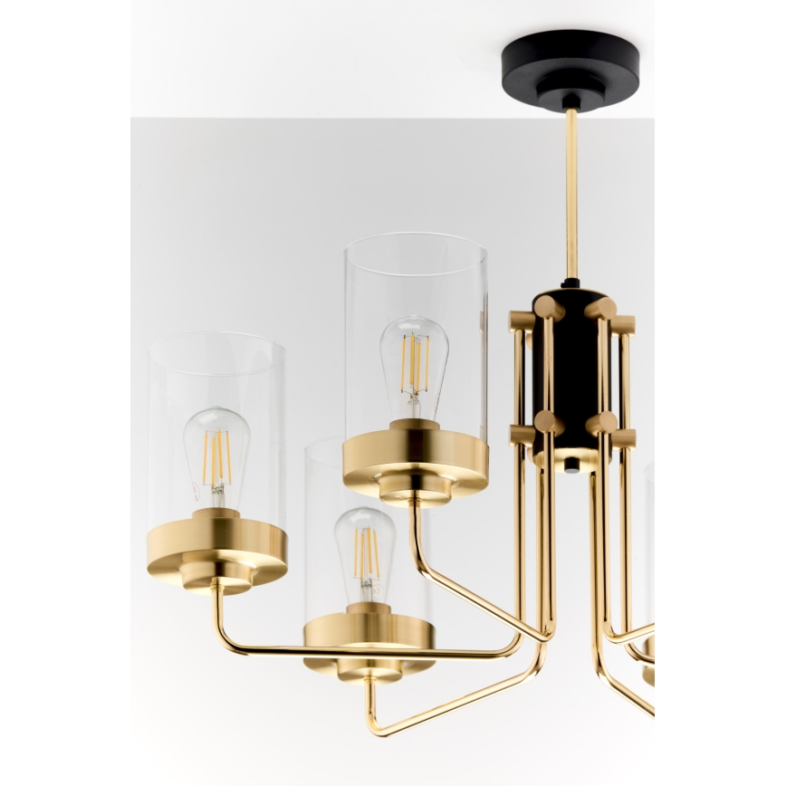 Jupiter 2089 - Luster na tyči RAMIREZ 6xE27/15W/230V zlatá/čierna