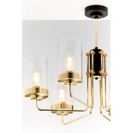 Jupiter 2089 - Luster na tyči RAMIREZ 6xE27/15W/230V zlatá/čierna