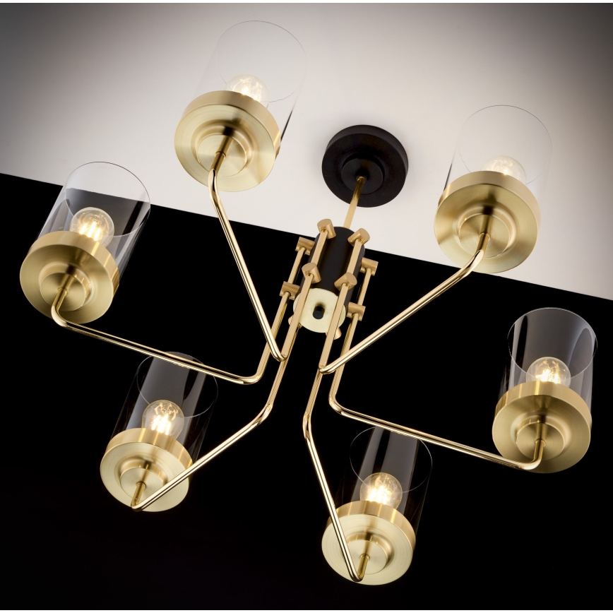 Jupiter 2089 - Luster na tyči RAMIREZ 6xE27/15W/230V zlatá/čierna