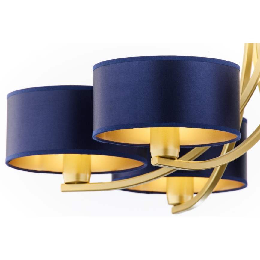 Jupiter 2095 - Závesný luster na retiazke ARTHUR 6xE27/15W/230V modrá/zlatá