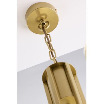 Jupiter 2095 - Závesný luster na retiazke ARTHUR 6xE27/15W/230V modrá/zlatá