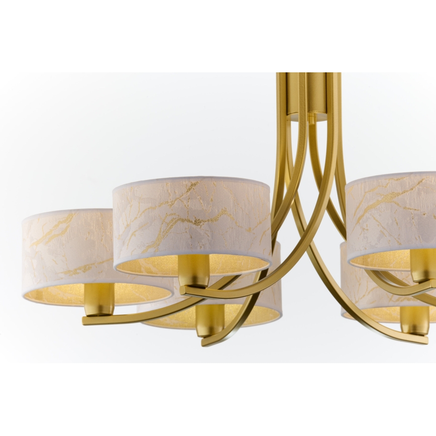 Jupiter 2098 - Luster na reťazi ARTHUR 6xE27/15W/230V biela/zlatá/mramorový dekor