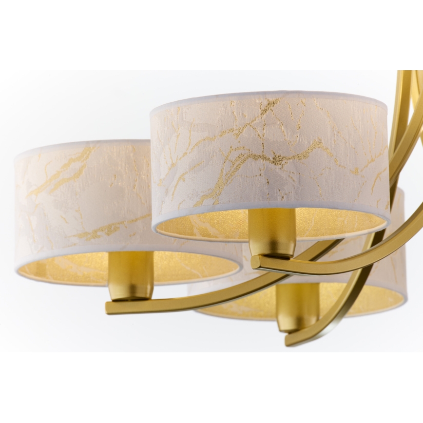 Jupiter 2098 - Luster na reťazi ARTHUR 6xE27/15W/230V biela/zlatá/mramorový dekor