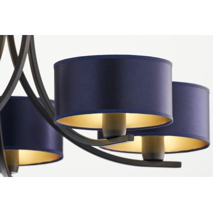 Jupiter 2101 - Luster na reťazi ARTHUR 5xE27/15W/230V modrá/čierna