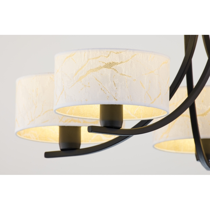 Jupiter 2104 - Luster na reťazi ARTHUR 5xE27/15W/230V biela/čierna/mramorový dekor