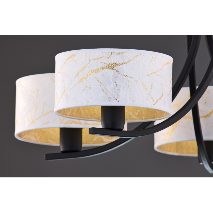 Jupiter 2104 - Luster na reťazi ARTHUR 5xE27/15W/230V biela/čierna/mramorový dekor