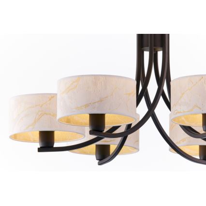 Jupiter 2105 - Závesný luster na reťazi ARTHUR 6xE27/15W/230V biela/čierna/mramorový dekor