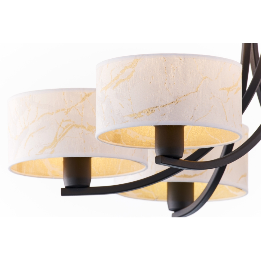 Jupiter 2105 - Závesný luster na reťazi ARTHUR 6xE27/15W/230V biela/čierna/mramorový dekor