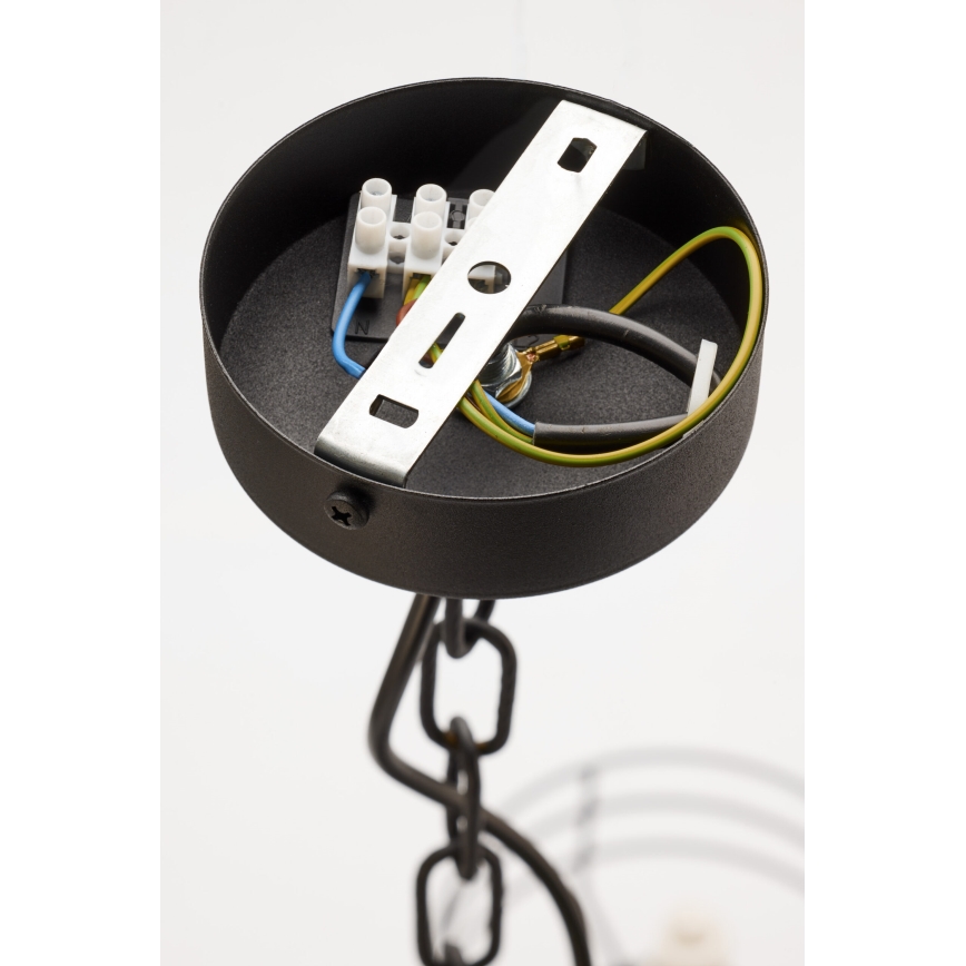 Jupiter 2105 - Závesný luster na reťazi ARTHUR 6xE27/15W/230V biela/čierna/mramorový dekor