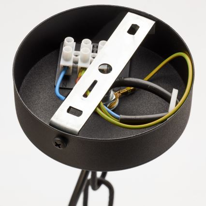 Jupiter 2108 - Luster na reťazi ARTHUR 6xE27/15W/230V čierna/oranžová/mramorový dekor