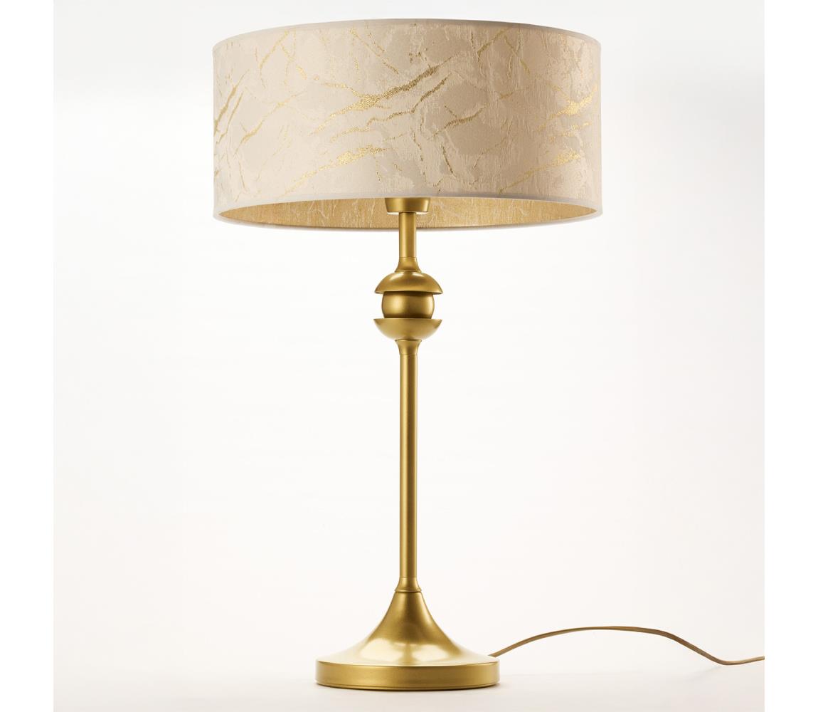Jupiter 2112 - Stolová lampa KASZMIR 1xE27/15W/230V biela/zlatá/mramorový dekor 2112