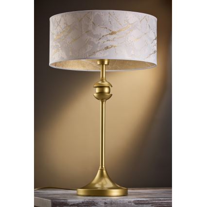 Jupiter 2112 - Stolová lampa KASZMIR 1xE27/15W/230V biela/zlatá/mramorový dekor
