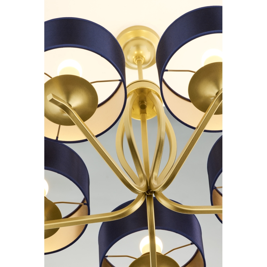 Jupiter 2114 - Luster na tyči KASZMIR 5xE27/15W/230V modrá/zlatá