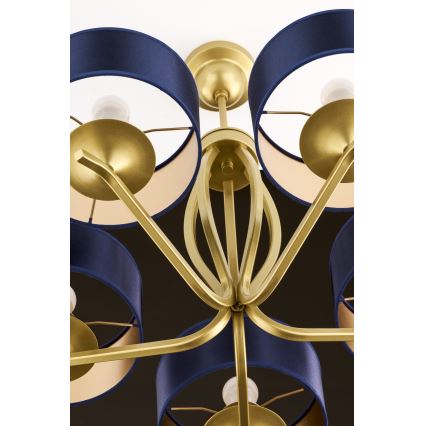 Jupiter 2114 - Luster na tyči KASZMIR 5xE27/15W/230V modrá/zlatá