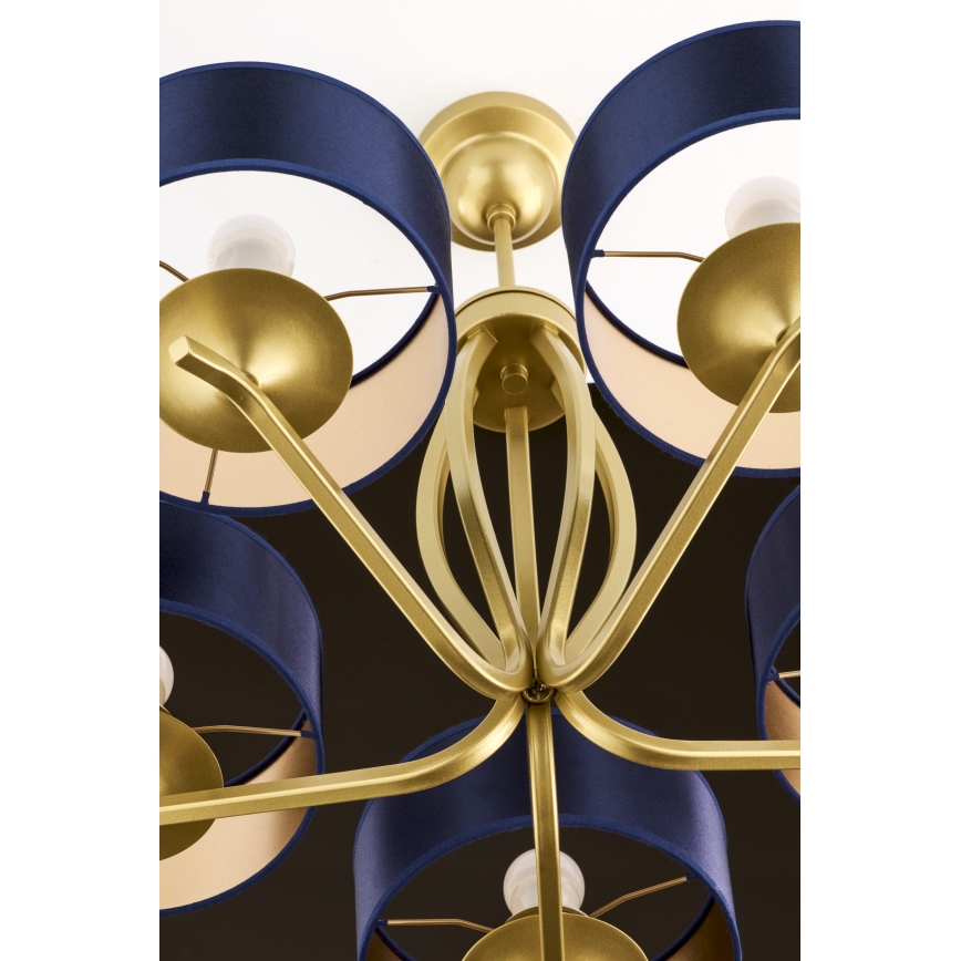 Jupiter 2114 - Luster na tyči KASZMIR 5xE27/15W/230V modrá/zlatá