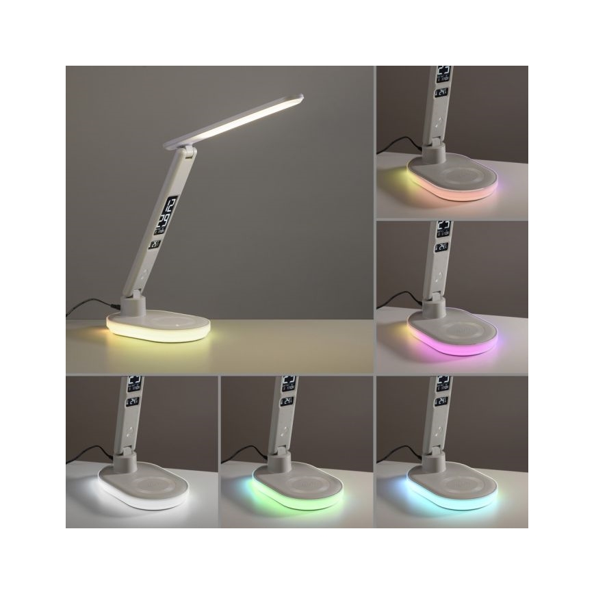 JUST LIGHT. 11018-16 - LED RGBW stmievateľná dotyková stolová lampa s bezdrôtovým nabíjaním TINA LED/4W/230V biela