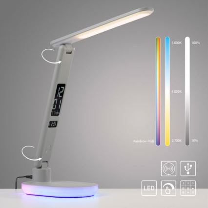 JUST LIGHT. 11018-16 - LED RGBW stmievateľná dotyková stolová lampa s bezdrôtovým nabíjaním TINA LED/4W/230V biela