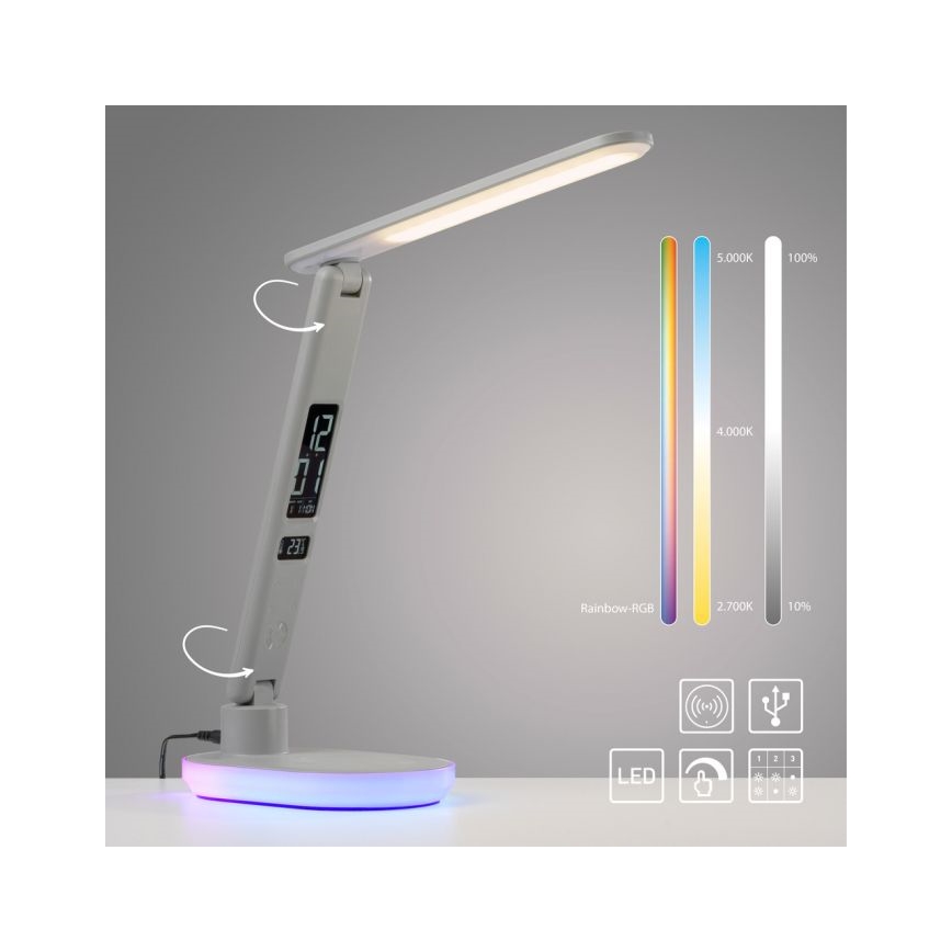 JUST LIGHT. 11018-16 - LED RGBW stmievateľná dotyková stolová lampa s bezdrôtovým nabíjaním TINA LED/4W/230V biela