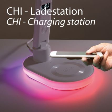 JUST LIGHT. 11018-16 - LED RGBW stmievateľná dotyková stolová lampa s bezdrôtovým nabíjaním TINA LED/4W/230V biela