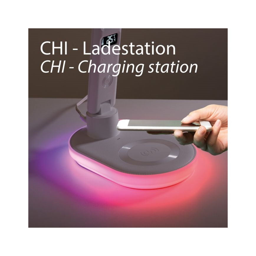 JUST LIGHT. 11018-16 - LED RGBW stmievateľná dotyková stolová lampa s bezdrôtovým nabíjaním TINA LED/4W/230V biela