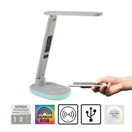 JUST LIGHT. 11018-16 - LED RGBW stmievateľná dotyková stolová lampa s bezdrôtovým nabíjaním TINA LED/4W/230V biela