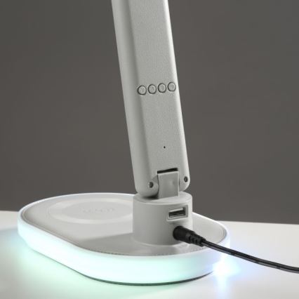 JUST LIGHT. 11018-16 - LED RGBW stmievateľná dotyková stolová lampa s bezdrôtovým nabíjaním TINA LED/4W/230V biela