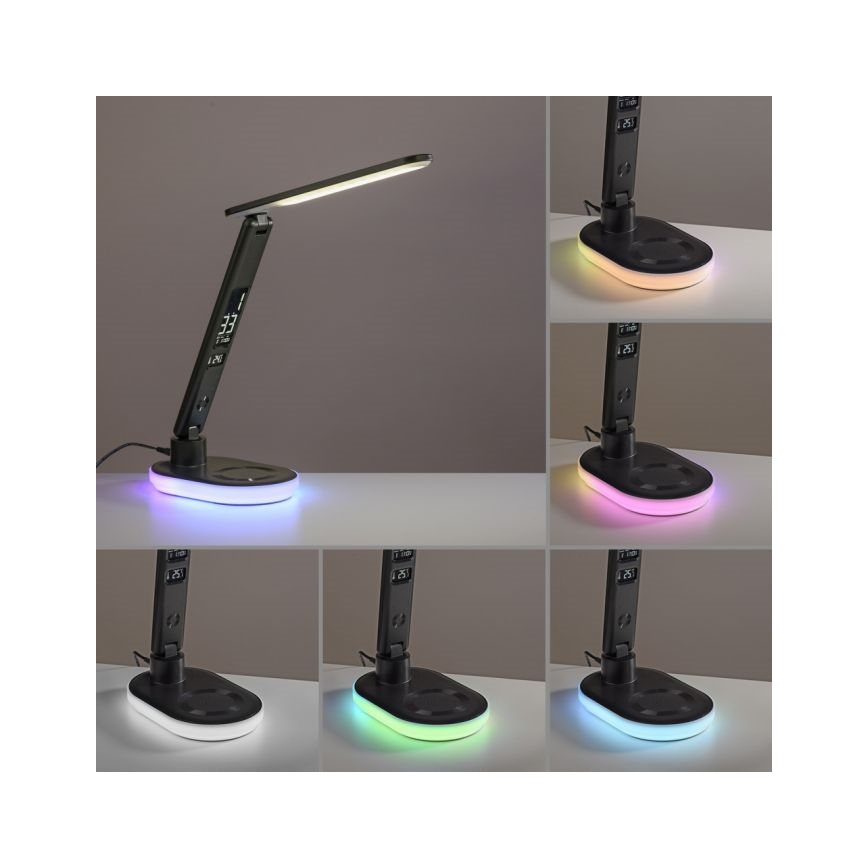 JUST LIGHT. 11018-18 - LED RGBW Stmívatelná dotyková stolní lampa s bezdrátovým nabíjením TINA LED/4W/230V černá