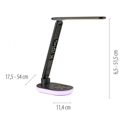 JUST LIGHT. 11018-18 - LED RGBW Stmívatelná dotyková stolní lampa s bezdrátovým nabíjením TINA LED/4W/230V černá