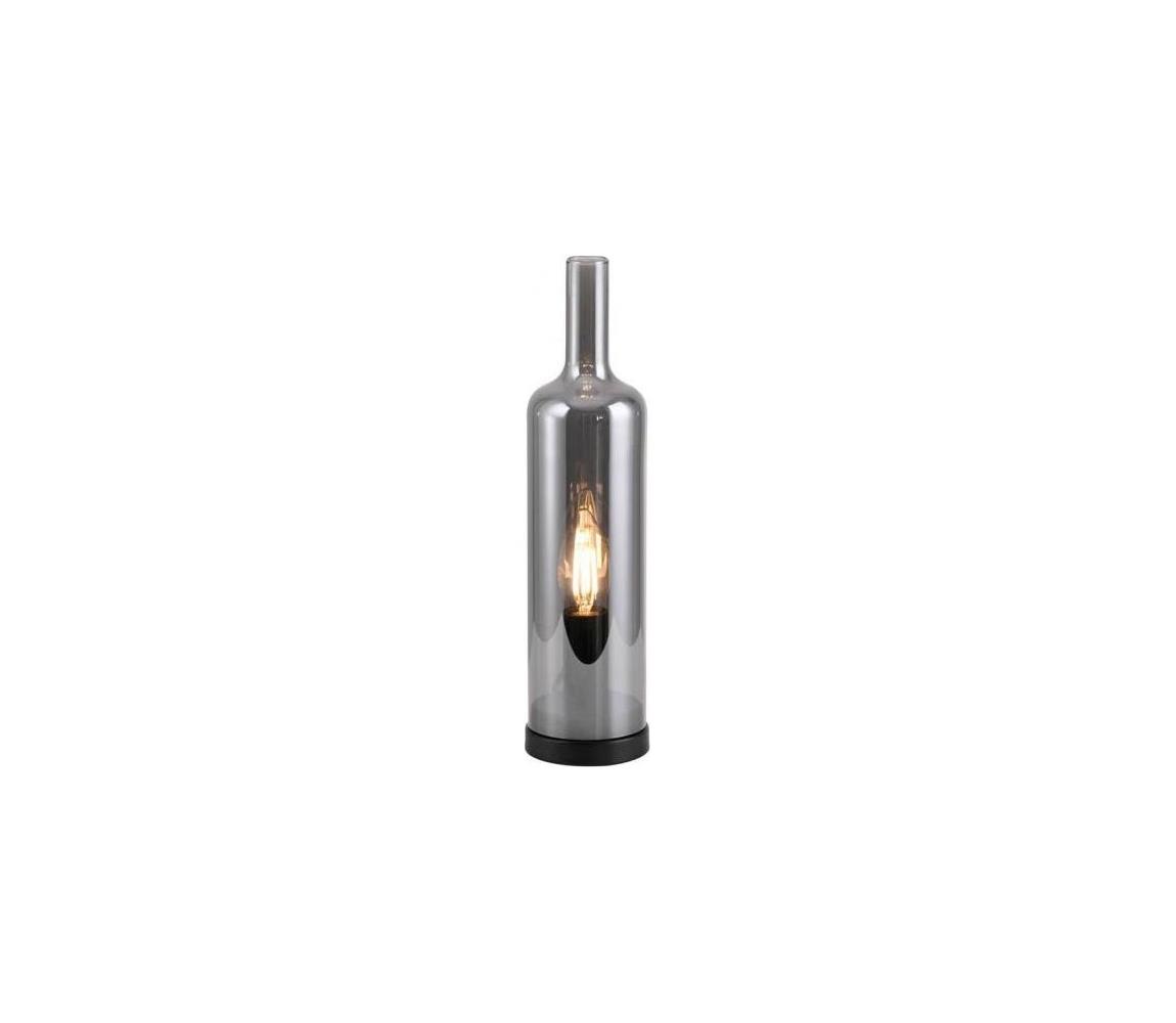 JUST LIGHT. 14006-25 - Stolová lampa BOTTLE 1xE14/25W/230V čierna/dymová 14006-25