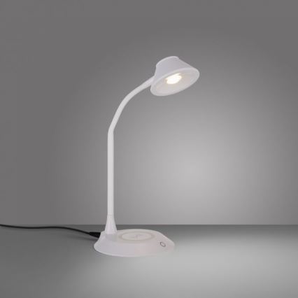 JUST LIGHT. 14414-16 - LED stmievateľná flexibilná dotyková stolná lampa s bezdrôtovým nabíjaním PUCKI LED/4,5W/230V biela
